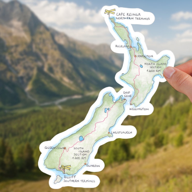 Trail Map Sticker Te Araroa Trail Map Sticker | New Zealand Watercolor Vinyl - Etsy