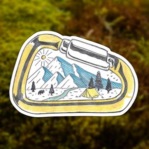Handgemaakte Outdoor Sticker | Hiker Gift | Camping Gift | Waterfles Sticker | Vinyl glanzende sticker 3 "4" of 5,5 "