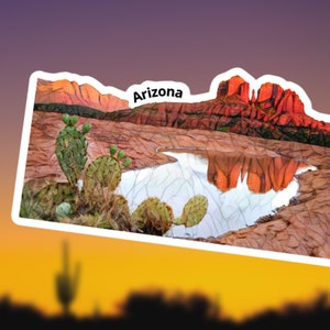 Arizona-sticker | De Sticker van de Staat van Arizona | Arizona-souvenir | Wandelen in Arizona | Waterfles sticker | Glanzende vinylsticker 3" 4" of 5,5"