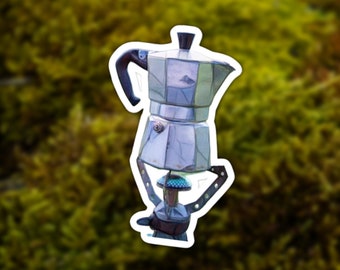 Percolator Vinyl Sticker | Mosaic Coffee Illustration
