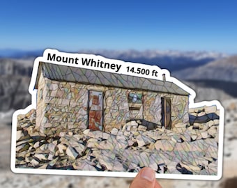 Mount Whitney Cabin Sticker | Watercolor Illustration, Hiker Souvenir