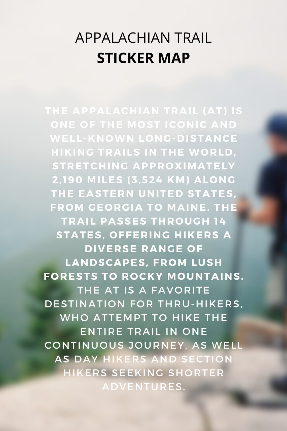 Appalachian Trail Map Sticker AT Trail Map Watercolor Painting