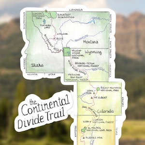 Continental Divide Trail Map Sticker | CDT Wanderkarte | Aquarell | Continental Divide Trail | Vinyl Glossy Sticker | 10 cm