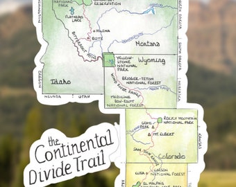 Continental Divide Trail Map Sticker: Watercolor Vinyl Decal