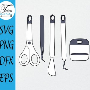 Cricut Tools SVG - Cricut Basic Tools SVG - Spatula - Weeder - Scraper - Scissors - Tweezers SVG