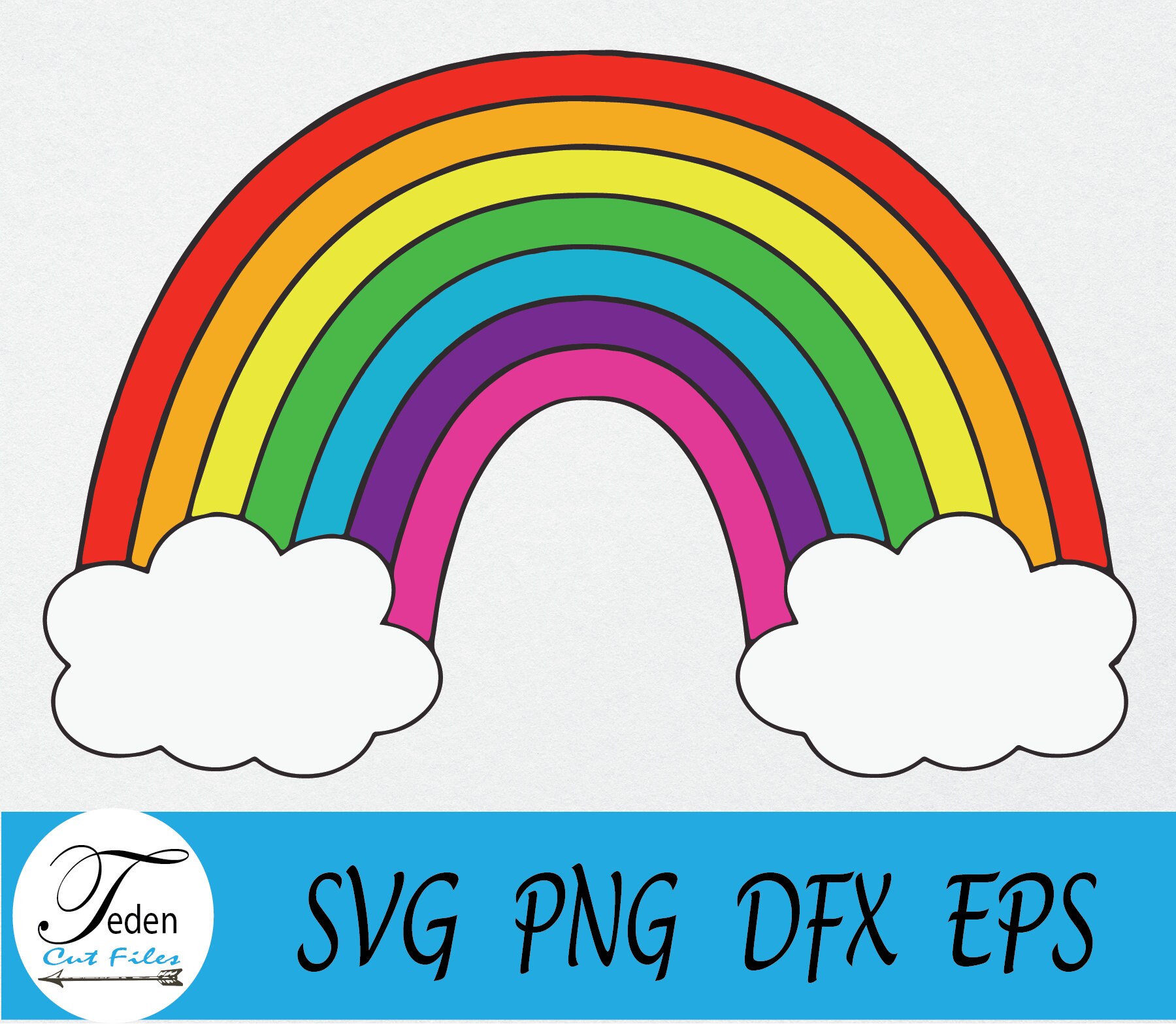 Rainbows SVG Rainbow With Black Outline SVG Layered Rainbow SVG Rainbow
