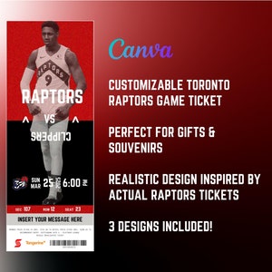 Custom Toronto Raptors Ticket Souvenir zum 30-jährigen Jubiläum - Bearbeitbarer digitaler Download für Geschenke & Andenken, perfekt für NBA-Fans