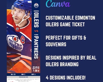 Custom Edmonton Oilers Hockey Game Ticket Souvenir - Editable Digital Download for Gifts & Keepsakes, Perfect for Oilers/NHL fans