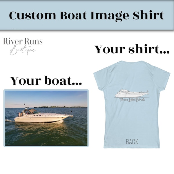 Ultimate Custom Nautical Boat Image T-Shirt for Boating | Captain Shirt | Design with your Name and Nautical Logo |