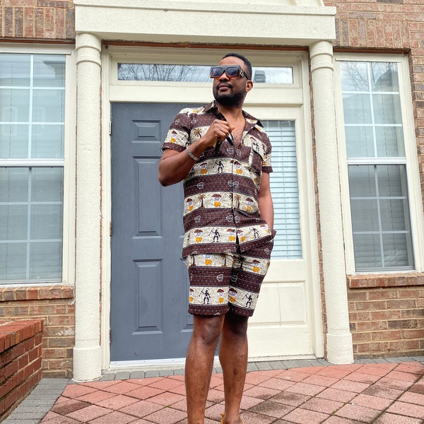 Men’s shirt and shorts/Summer outfit /senator wear /African men’s clothing/gift for him/Father’s day outfit/Ankara shirt and shorts