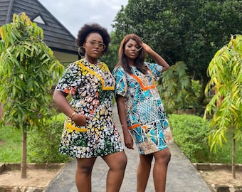 African print hot  summer gown /Ankara mini gown/colorful women wear