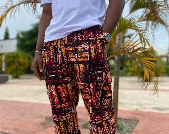 African Print Ankara Summer Joggers: Unisex Tribal Trousers with Cargo Pockets