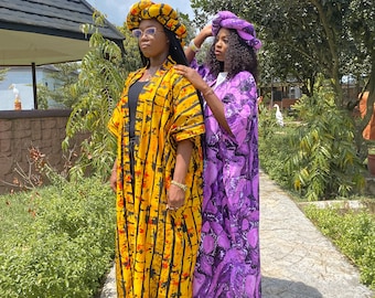 Ankara Kimono with Headband: Plus Size African Print Maxi Coat