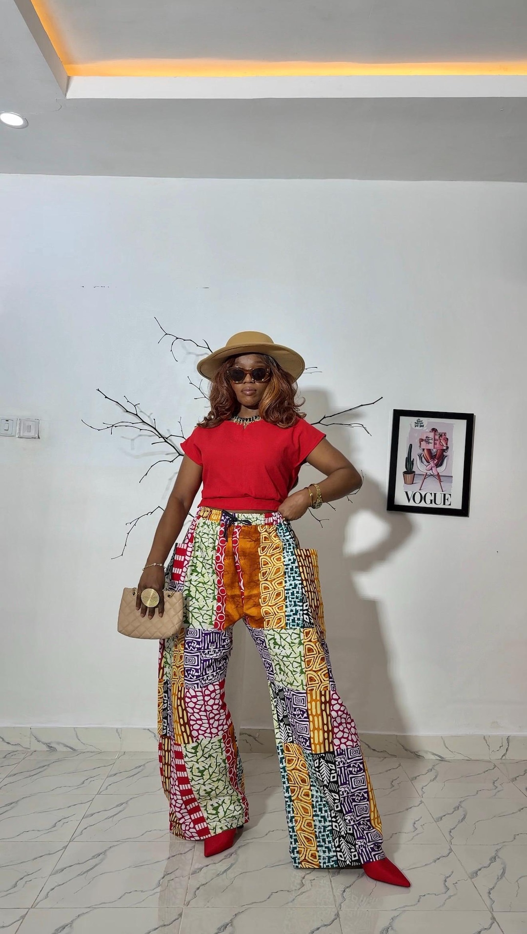 Handmade Cotton Tie Dye Palazzo Pants, African Print Wide Leg