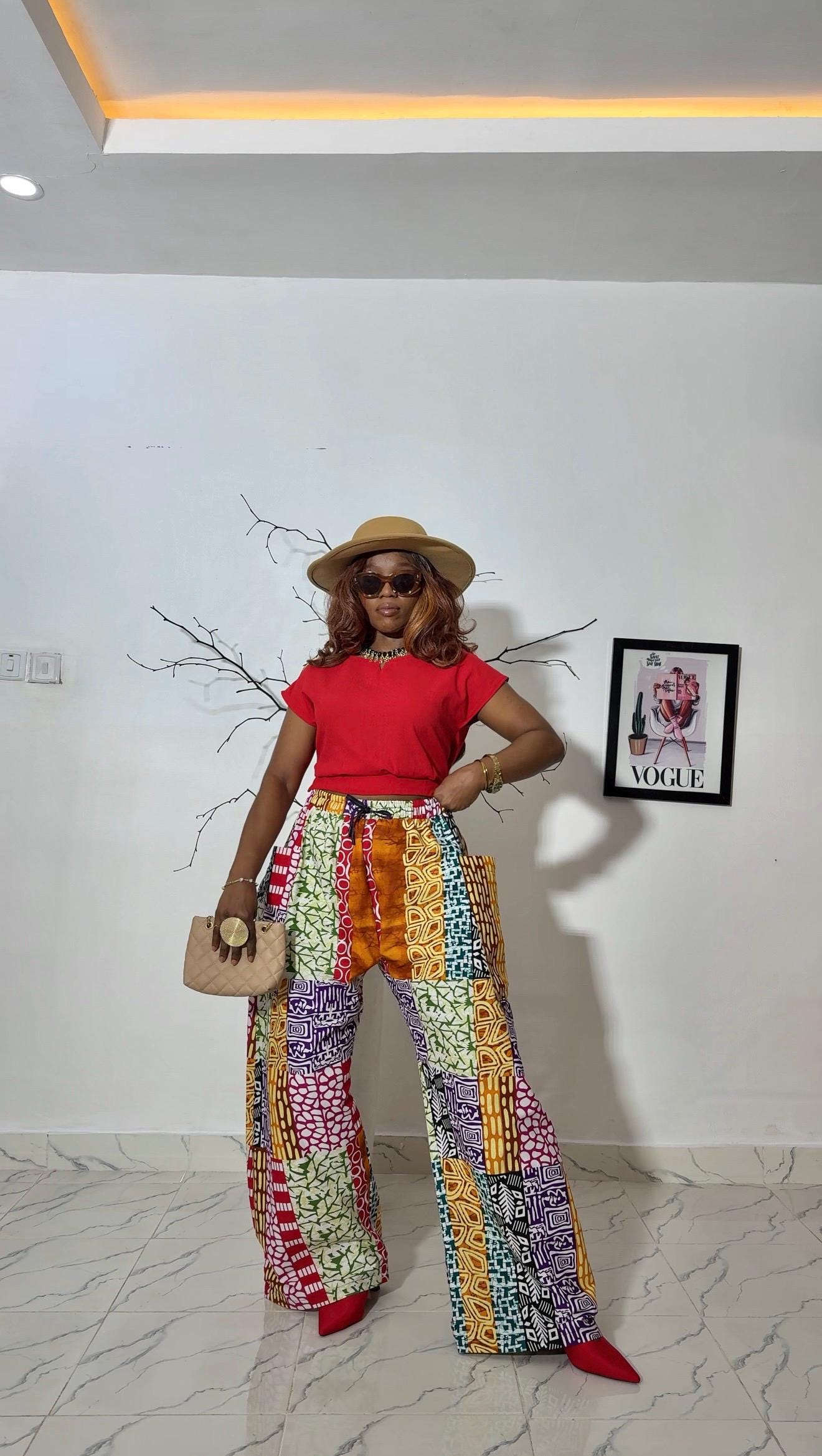 Handmade Cotton Tie Dye Palazzo Pants, African Print Wide Leg