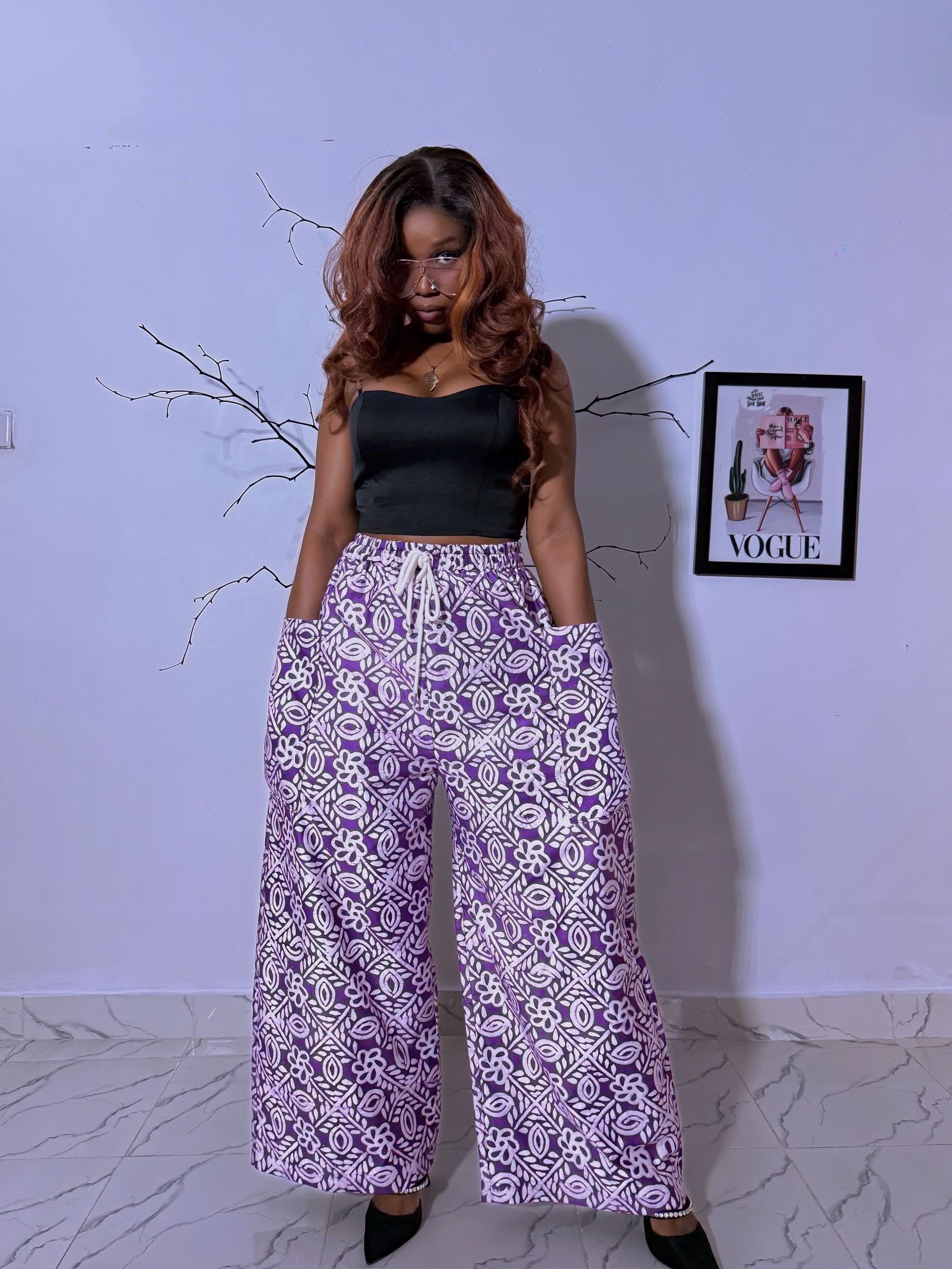 Handmade Cotton Tie Dye Palazzo Pants: African Print Wide Leg