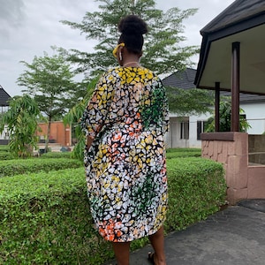 Ankara Midi Kaftan Dress: African Print Bubu, Plus Size