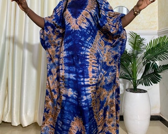 Silk adire bubu with scarf/tie dye belted kaftan/African print boubou/long summer maxi gown/gift for her/plus size women dress/wedding guest