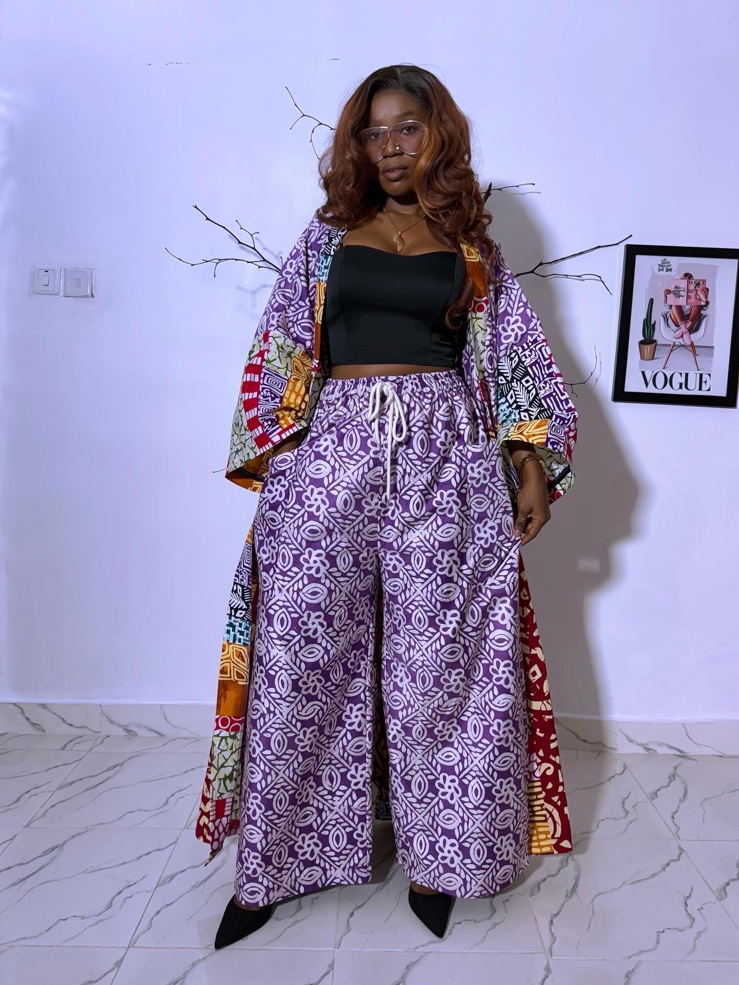 Handmade Cotton Tie Dye Palazzo Pants: African Print Wide Leg