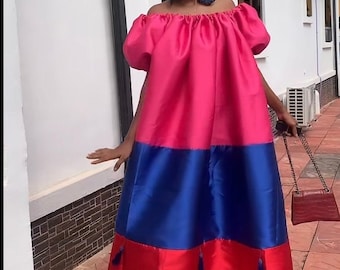 Silk Mikado Kaftan: Off-Shoulder Maxi Bubu Gown, Plus Size Clothing