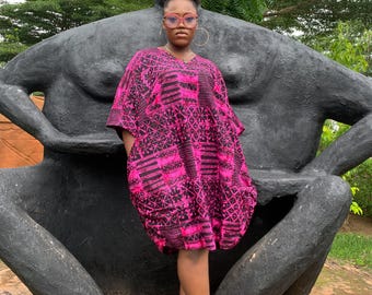 Ankara Midi Kaftan Dress: African Print Bubu, Plus Size