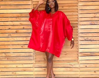 Metallic Silk Mini Kaftan: Liquid Mikado Bubu Gown