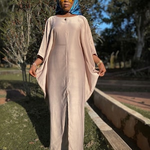 Duchess silk bubu with silk scarf/Maxi bubu/silk kaftan with inner belt/long bubu/gift for her/bridesmaid gown
