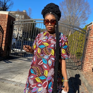 Ankara Short Dress: African Print Mini Kaftan Tunic, Loose Fit