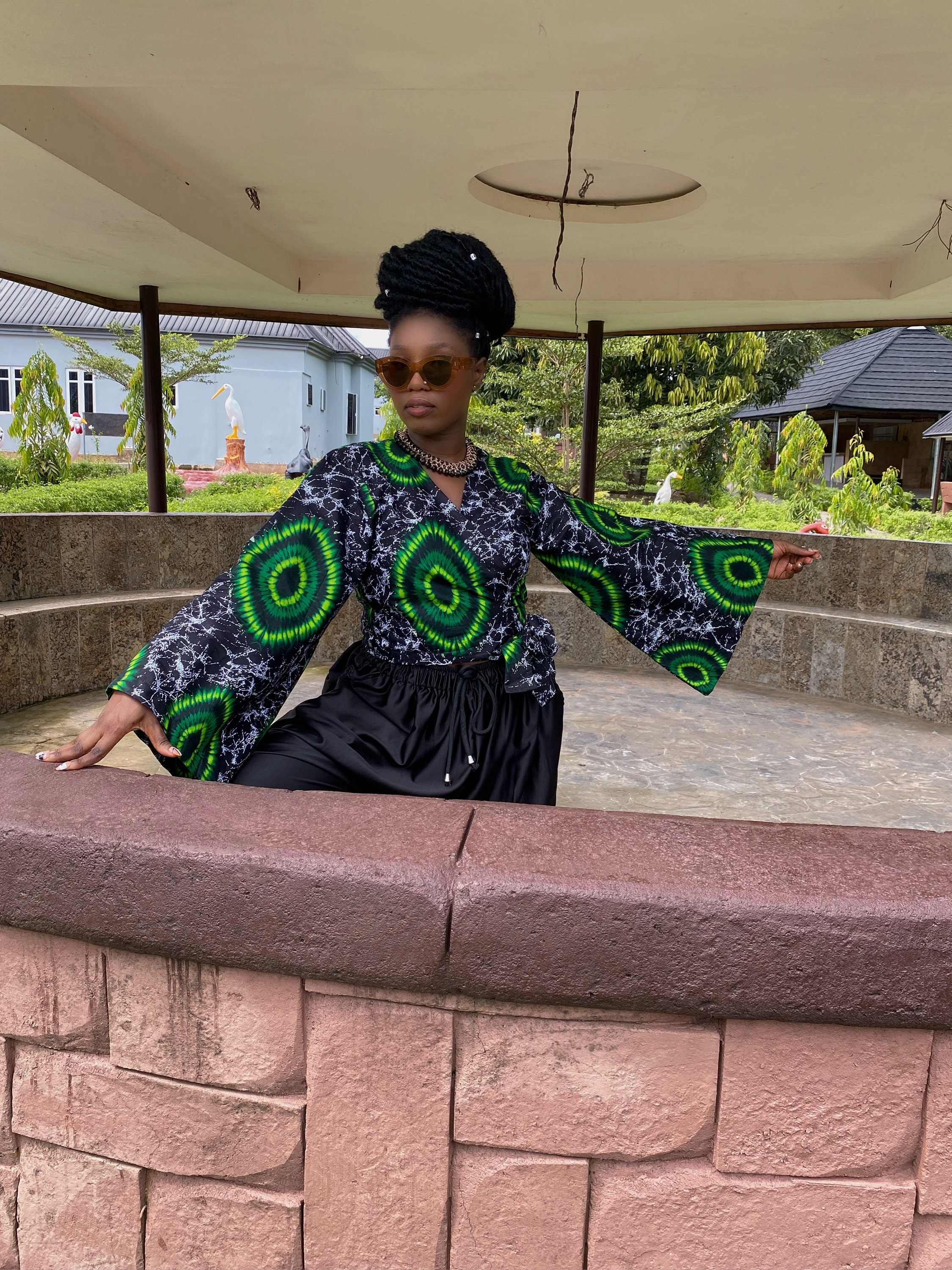 トップス arts&science ethnic wrap blouse Ankara Wrap Top: Women's African Print Tie Blouse - Etsy