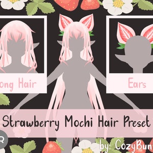 VRoid Long Hair with Strawberry mochi Kitty Ears