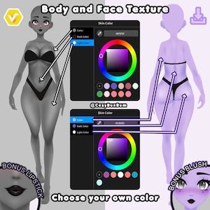 VRoid Body and Face Textures [Colorable] Bonus Lipstick and Blush