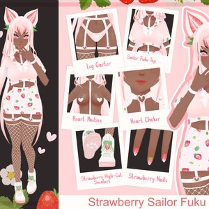 VRoid Outfit Set Strawberry Sailor Fuku | Traje Uniforme Japones