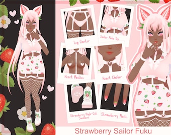 VRoid Outfit Set Strawberry Sailor Fuku | Traje Uniforme Japones