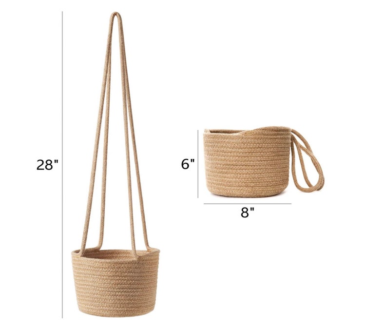 Jute Rope Hanging Planter Woven Plant Basket Indoor 7 Etsy