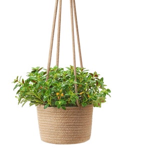 Jute Rope Hanging Planter Woven Plant Basket Indoor 7" Pot Macrame Plant Hangers Modern Home Decor