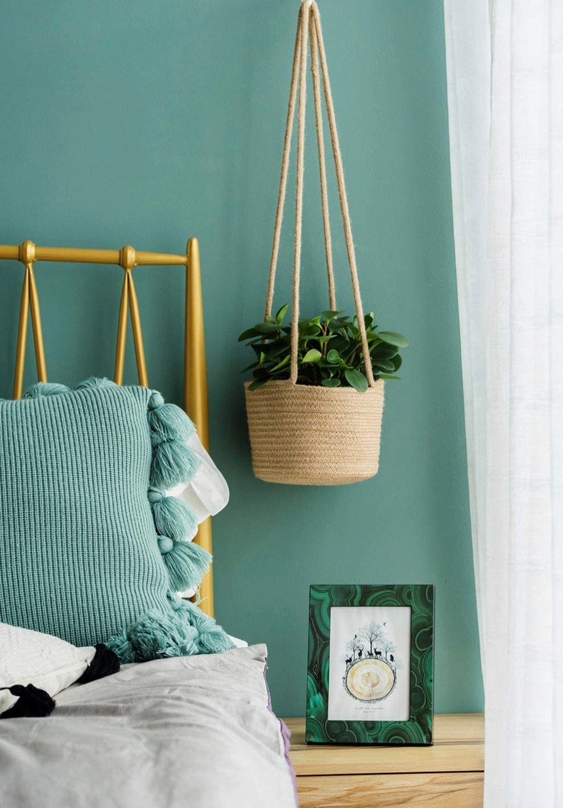 Jute Rope Hanging Planter Woven Plant Basket Indoor 7 Etsy