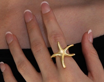 Gold Seestern Ring - Sommer Strand Schmuck