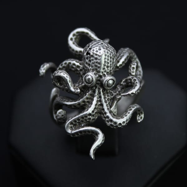 Octopus Ring - Nautical Silver Statement Piece