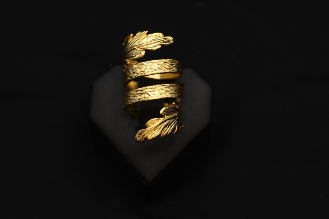 Gold Leaf Wrap Around Ring Etsy