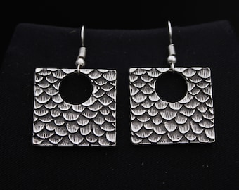 Abstract Silver Feather Earrings
