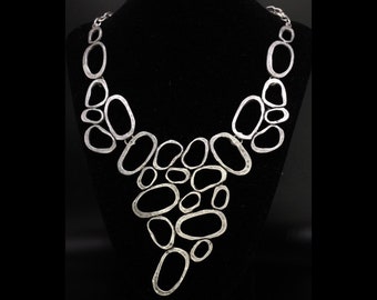 Silver Oval Statement Necklace