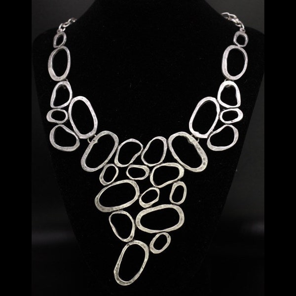 Silver Oval Statement Necklace