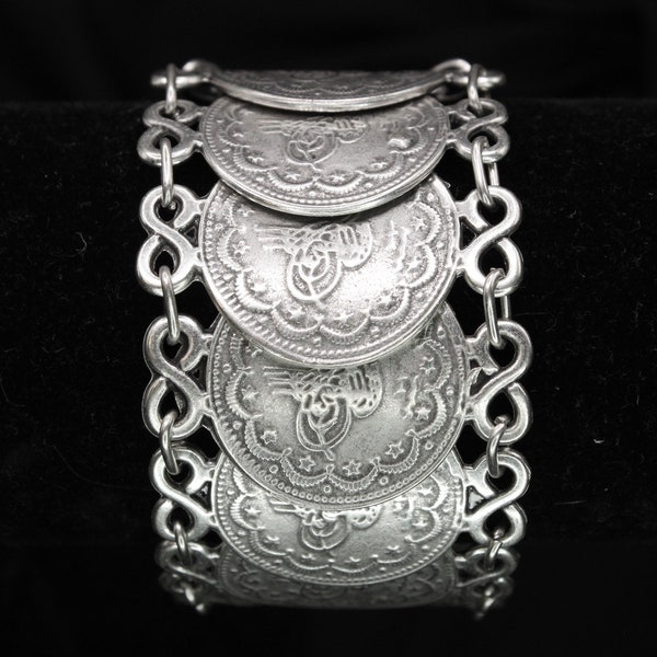 Bracelet épais en forme de pièce de monnaie afghane - Bijoux tsiganes