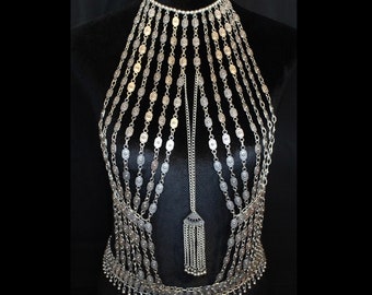 Silver Body Jewelry - Adjustable Black Cord