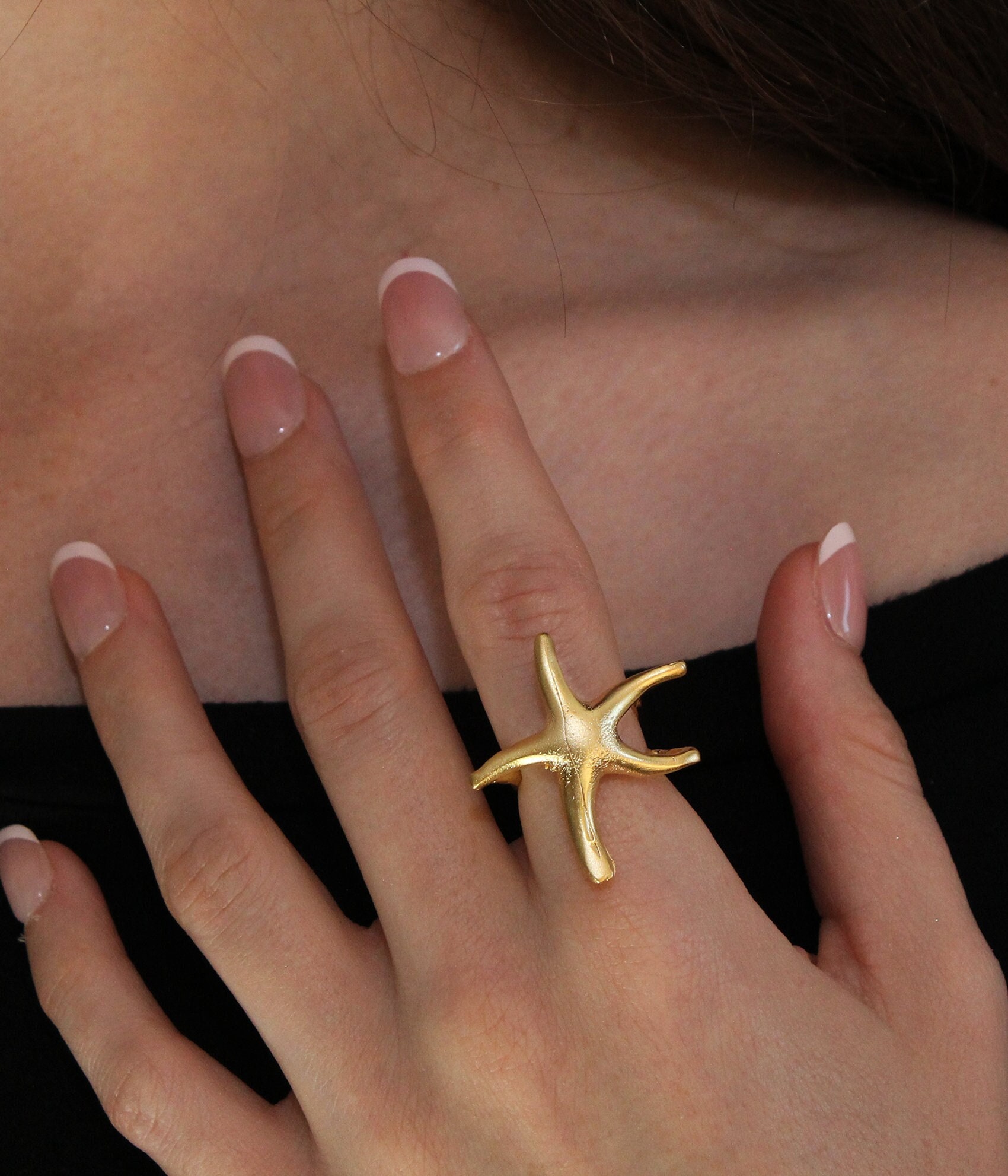 Gold starfish ring sale