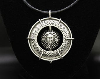 Silver Medusa Necklace - Round Mythological Silver Pendant