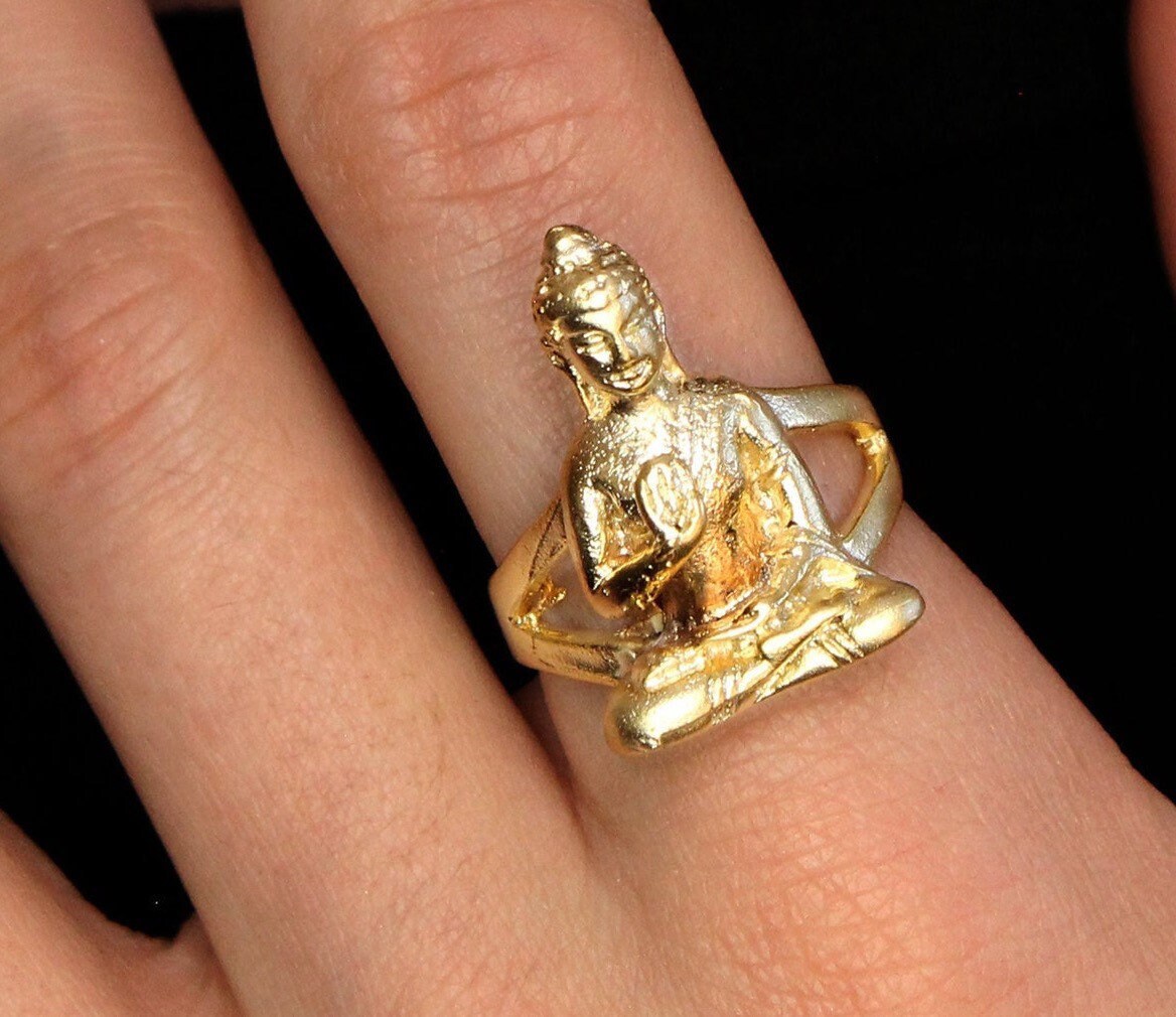 Gold buddha best sale ring