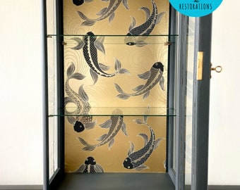 Koi Fish Design Grey & Gold Display Cabinet