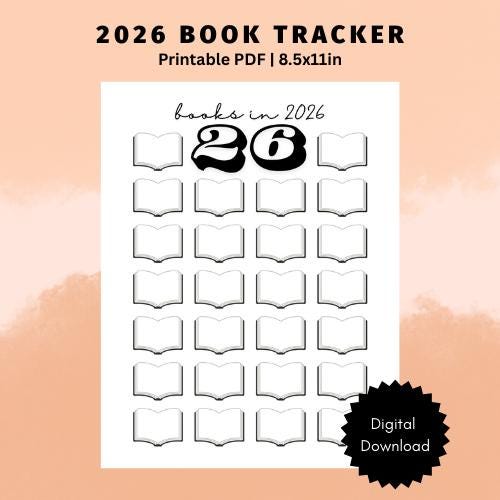 26 Books in 2026 Reading Tracker Printable | 2026 Book Challenge ...