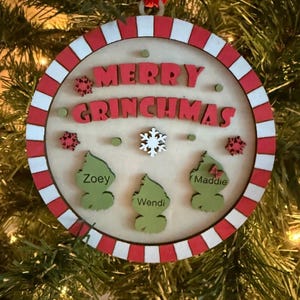 Personalized Grinch Family Ornaments - Custom Names - Unique Gift Idea
